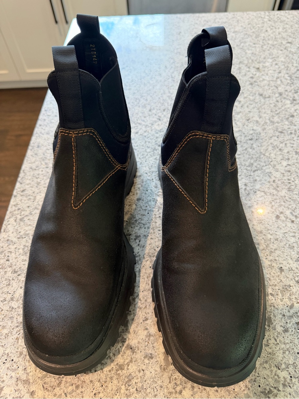 PRADA 2te147 Black Leather Logo Elastic Chelsea BOOTS Men size 12